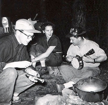 Banjo uke at a  campfire